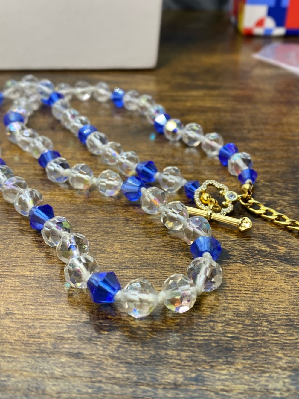 Crystal Vintage 24 inch Hand knotted with blue bicones Aprilsplace - Picture 5 of 6